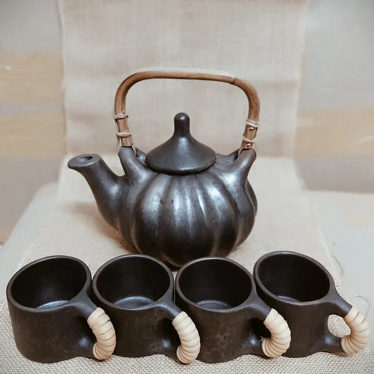 Black Pottery Tea Set 2